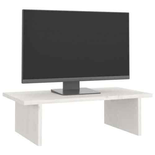 Stalak za monitor bijeli 50 x 27 x 15 cm od masivne borovine - Bijela 50 x 27 x 15 cm Cijena