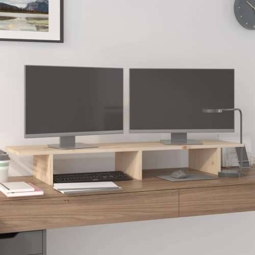 Stalak za monitor 100x27x15 cm od masivne borovine - Prirodna 100 x 27 x 15 cm Cijena
