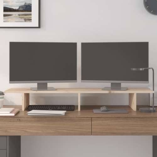 Stalak za monitor 100x27x15 cm od masivne borovine - Prirodna 100 x 27 x 15 cm Cijena