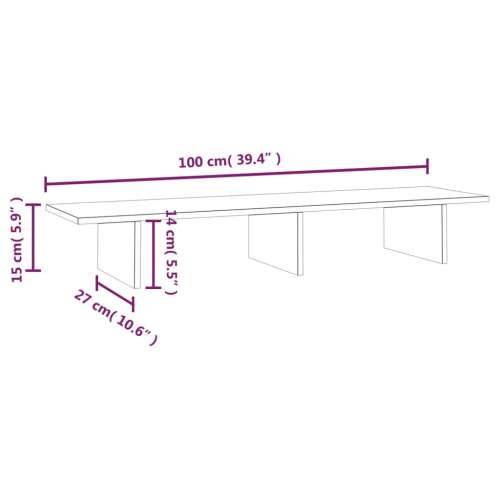 Stalak za monitor 100x27x15 cm od masivne borovine - Prirodna 100 x 27 x 15 cm Cijena