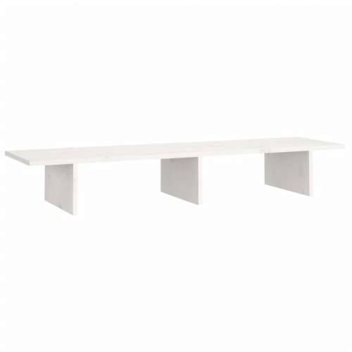 Stalak za monitor bijeli 100x27x15 cm od masivne borovine - Bijela 100 x 27 x 15 cm Cijena