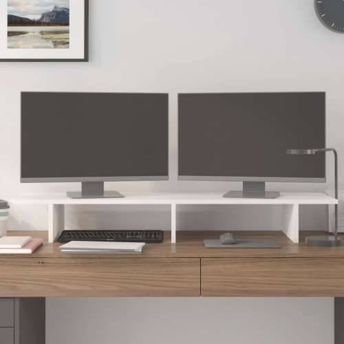 Stalak za monitor bijeli 100x27x15 cm od masivne borovine - Bijela 100 x 27 x 15 cm Cijena