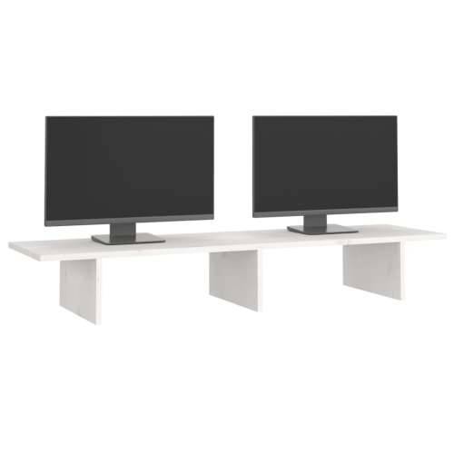 Stalak za monitor bijeli 100x27x15 cm od masivne borovine - Bijela 100 x 27 x 15 cm Cijena