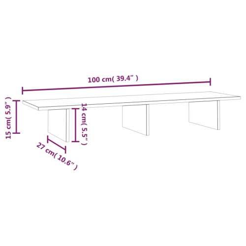 Stalak za monitor bijeli 100x27x15 cm od masivne borovine - Bijela 100 x 27 x 15 cm Cijena