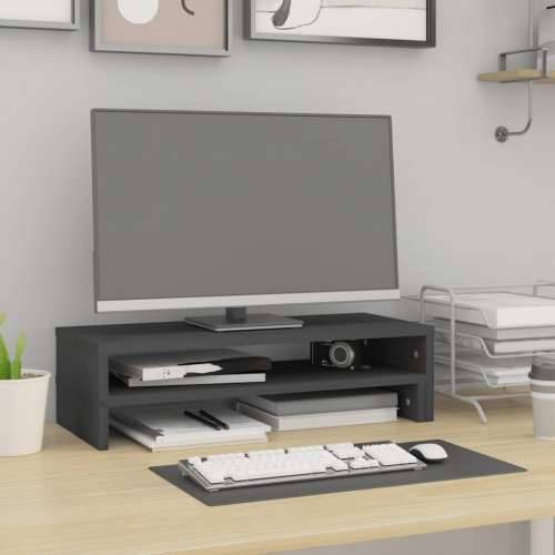 Stalak za monitor sivi (52 - 101) x 22 x 14 cm masivna borovina Cijena