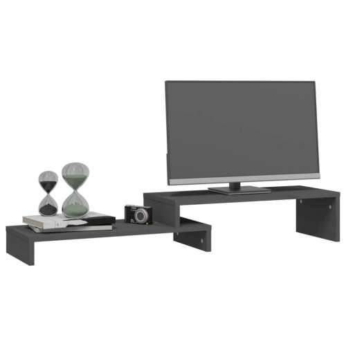 Stalak za monitor sivi (52 - 101) x 22 x 14 cm masivna borovina Cijena