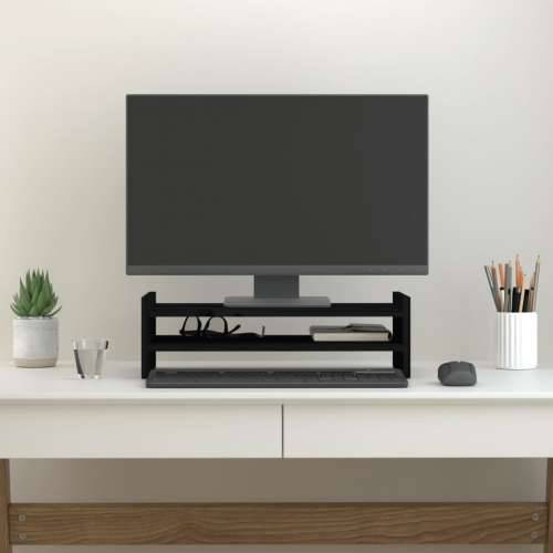 Stalak za monitor crni 50 x 27 x 15 cm od masivne borovine Cijena