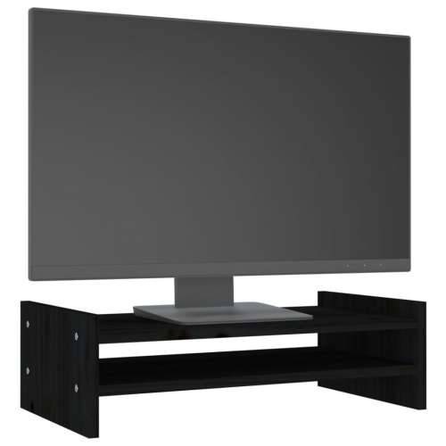 Stalak za monitor crni 50 x 27 x 15 cm od masivne borovine Cijena