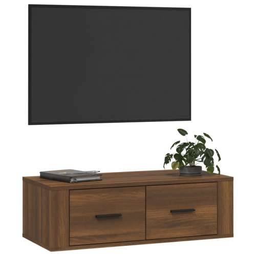 Viseći TV ormarić boja hrasta 80 x 36 x 25 cm konstruirano drvo Cijena