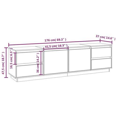 TV ormarić bijeli 176 x 37 x 47,5 cm od masivne borovine - Bijela 1 Cijena