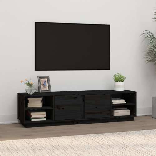 TV ormarić crni 156 x 40 x 40 cm od masivne borovine
