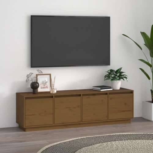 TV ormarić smeđa boja meda 156 x 37 x 45 cm od masivne borovine Cijena