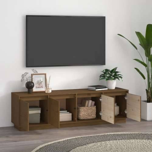 TV ormarić smeđa boja meda 156 x 37 x 45 cm od masivne borovine Cijena