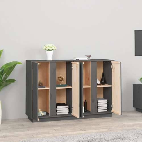 Komoda siva 120 x 35 x 80 cm od masivne borovine Cijena