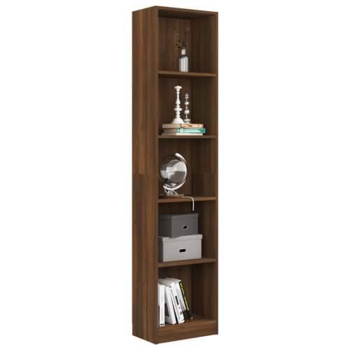 Ormarić za knjige s 5 razina boja hrasta 40x24x175 cm drveni - Smeđi hrast 40 x 24 x 175 cm 1 Cijena