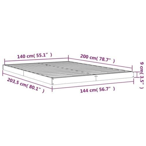 Okvir za krevet sivi 140x200 cm od masivne borovine Cijena