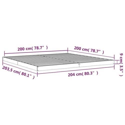 Okvir za krevet sivi 200 x 200 cm od masivne borovine Cijena