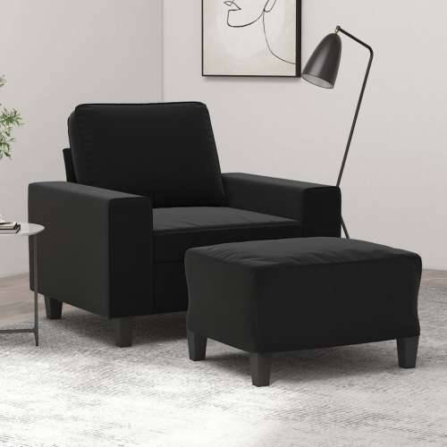 Fotelja s tabureom crna 60 cm od mikrovlakna Cijena