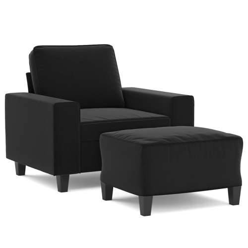 Fotelja s tabureom crna 60 cm od mikrovlakna Cijena