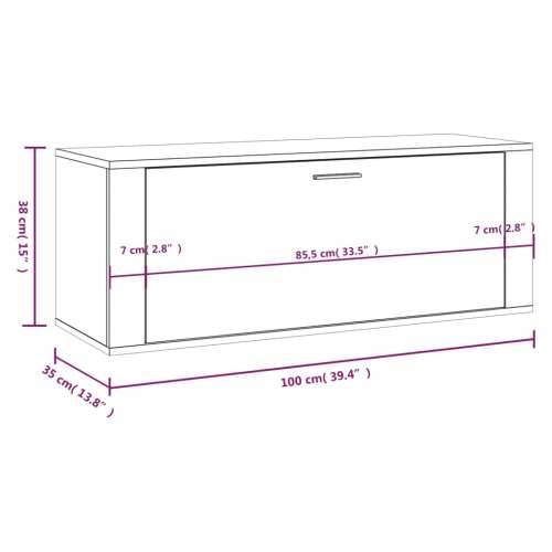 Zidni ormarić za cipele siva boja hrasta 100x35x38 cm drveni - Sivi hrast sonoma 1 Cijena