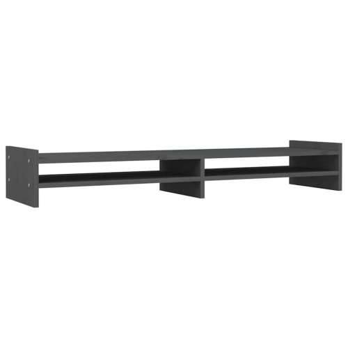 Stalak za monitor sivi 100x27x15 cm od masivne borovine - Siva 100 x 27 x 15 cm Cijena