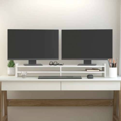Stalak za monitor bijeli 100x27x15 cm od masivne borovine Cijena