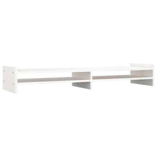 Stalak za monitor bijeli 100x27x15 cm od masivne borovine - Bijela 100 x 27 x 15 cm Cijena