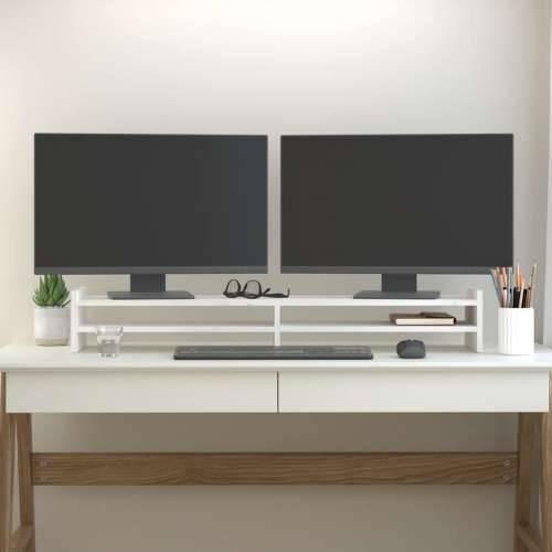 Stalak za monitor bijeli 100x27x15 cm od masivne borovine - Bijela 100 x 27 x 15 cm Cijena