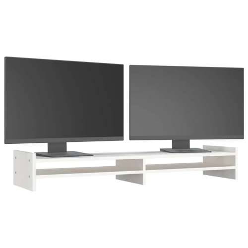 Stalak za monitor bijeli 100x27x15 cm od masivne borovine - Bijela 100 x 27 x 15 cm Cijena