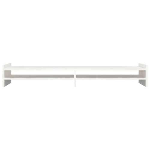 Stalak za monitor bijeli 100x27x15 cm od masivne borovine - Bijela 100 x 27 x 15 cm Cijena