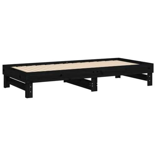 Dnevni ležaj na izvlačenje crni 2x(100x200) cm masivna borovina Cijena