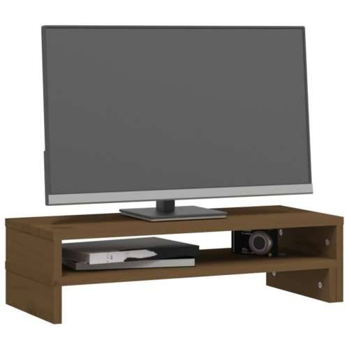 Stalak za monitor boja meda (52-101)x22x14 cm masivna borovina Cijena