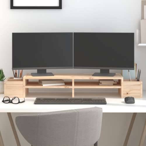 Stalak za monitor 100 x 27,5 x 15 cm od masivne borovine - Prirodna 100 x 27.5 x 15 cm Cijena