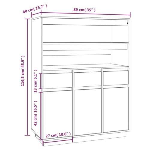 Visoka komoda 89 x 40 x 116,5 cm od masivne borovine - Prirodna 1 Cijena
