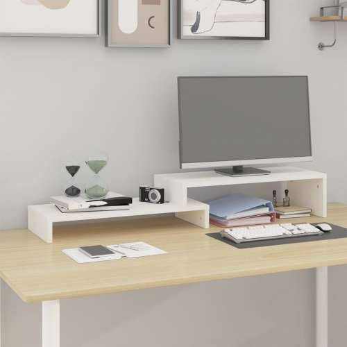 Stalak za monitor bijeli (52-101) x 22 x 14 cm masivna borovina - Bijela Cijena