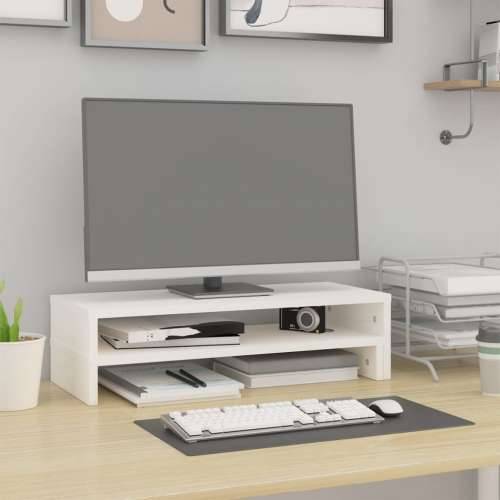 Stalak za monitor bijeli (52-101) x 22 x 14 cm masivna borovina - Bijela Cijena