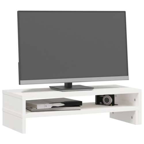 Stalak za monitor bijeli (52-101) x 22 x 14 cm masivna borovina - Bijela Cijena