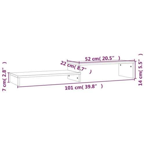 Stalak za monitor bijeli (52-101) x 22 x 14 cm masivna borovina - Bijela Cijena