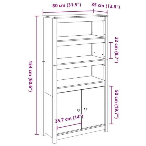 Visoka komoda 80 x 35 x 154 cm od masivne borovine - Prirodna 1 Cijena