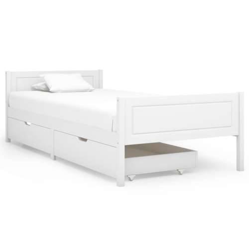 Okvir za krevet s 2 ladice bijeli 90 x 200 cm masivna borovina Cijena