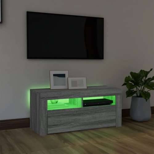 TV ormarić s LED svjetlima boja sivog hrasta sonome 90x35x40 cm Cijena