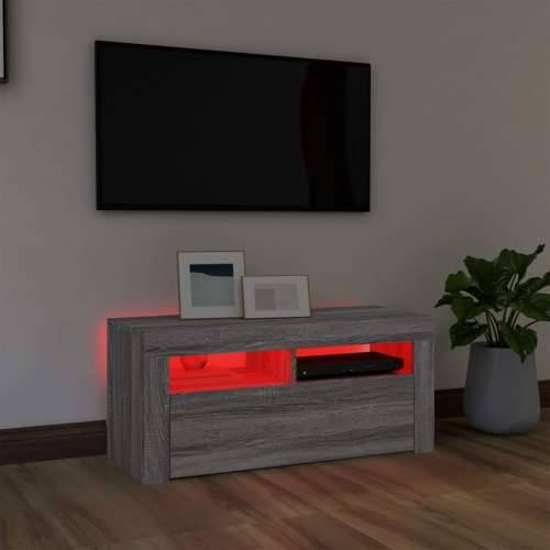 TV ormarić s LED svjetlima boja sivog hrasta sonome 90x35x40 cm Cijena