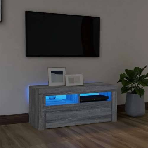 TV ormarić s LED svjetlima boja sivog hrasta sonome 90x35x40 cm