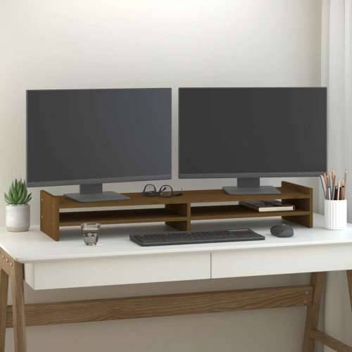 Stalak za monitor boja meda 100x27x15 cm od masivne borovine - boja meda 100 x 27 x 15 cm Cijena