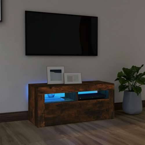 TV ormarić s LED svjetlima boja dimljenog hrasta 90x35x40 cm