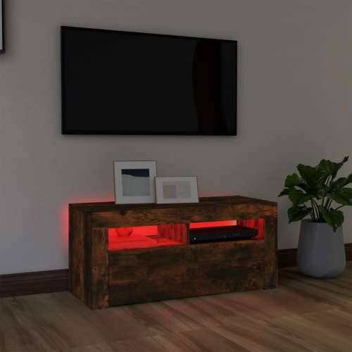 TV ormarić s LED svjetlima boja dimljenog hrasta 90x35x40 cm Cijena