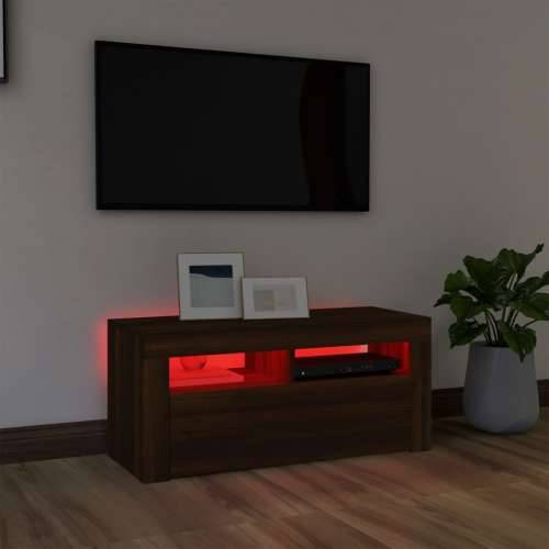 TV ormarić s LED svjetlima boja smeđeg hrasta 90 x 35 x 40 cm Cijena