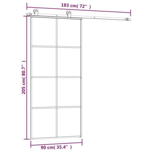 Klizna vrata s priborom 90 x 205 cm od ESG stakla i aluminija Cijena