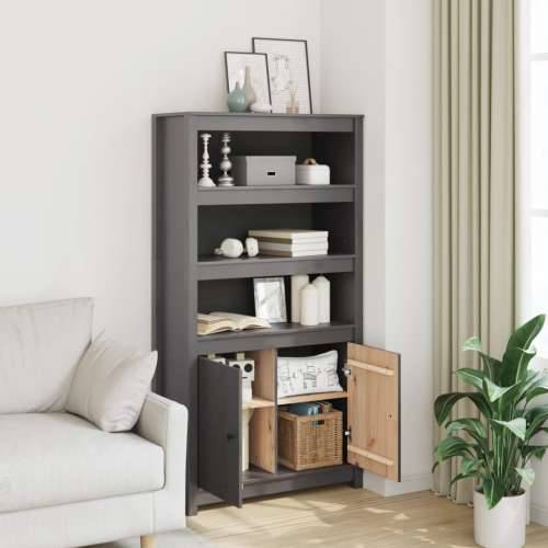 Visoka komoda siva 80 x 35 x 154 cm od masivne borovine - Siva 1 Cijena