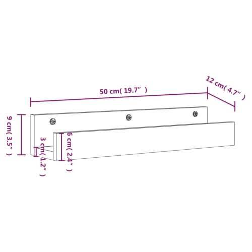 Zidne police 2 kom 50 x 12 x 9 cm od masivne borovine - Prirodna 50 x 12 x 9 cm 1 Cijena